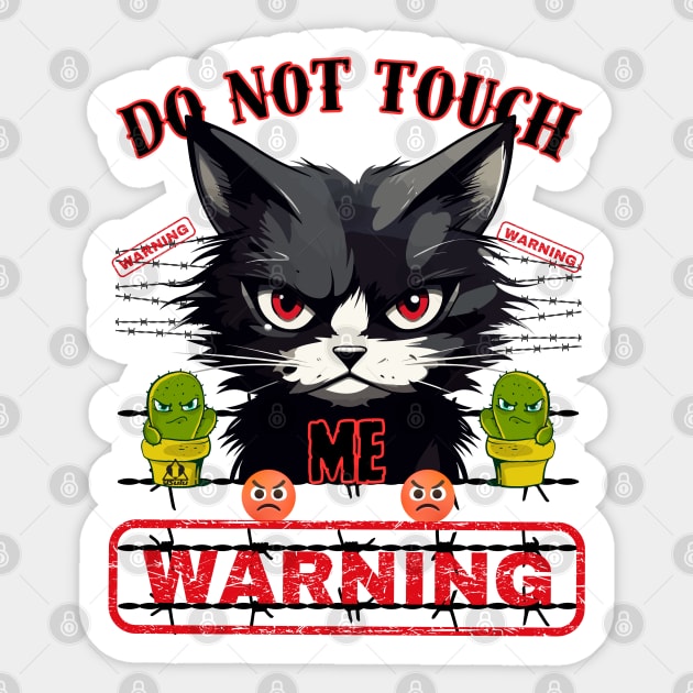 DO NOT TOUCH ANGRY CAT WARNING Cat Kitty Design Sticker by ejsulu